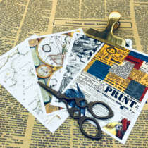 Tim Holtz style retro and paper self-adhesive TN hand account decoration A6 hand tear background stickers 16