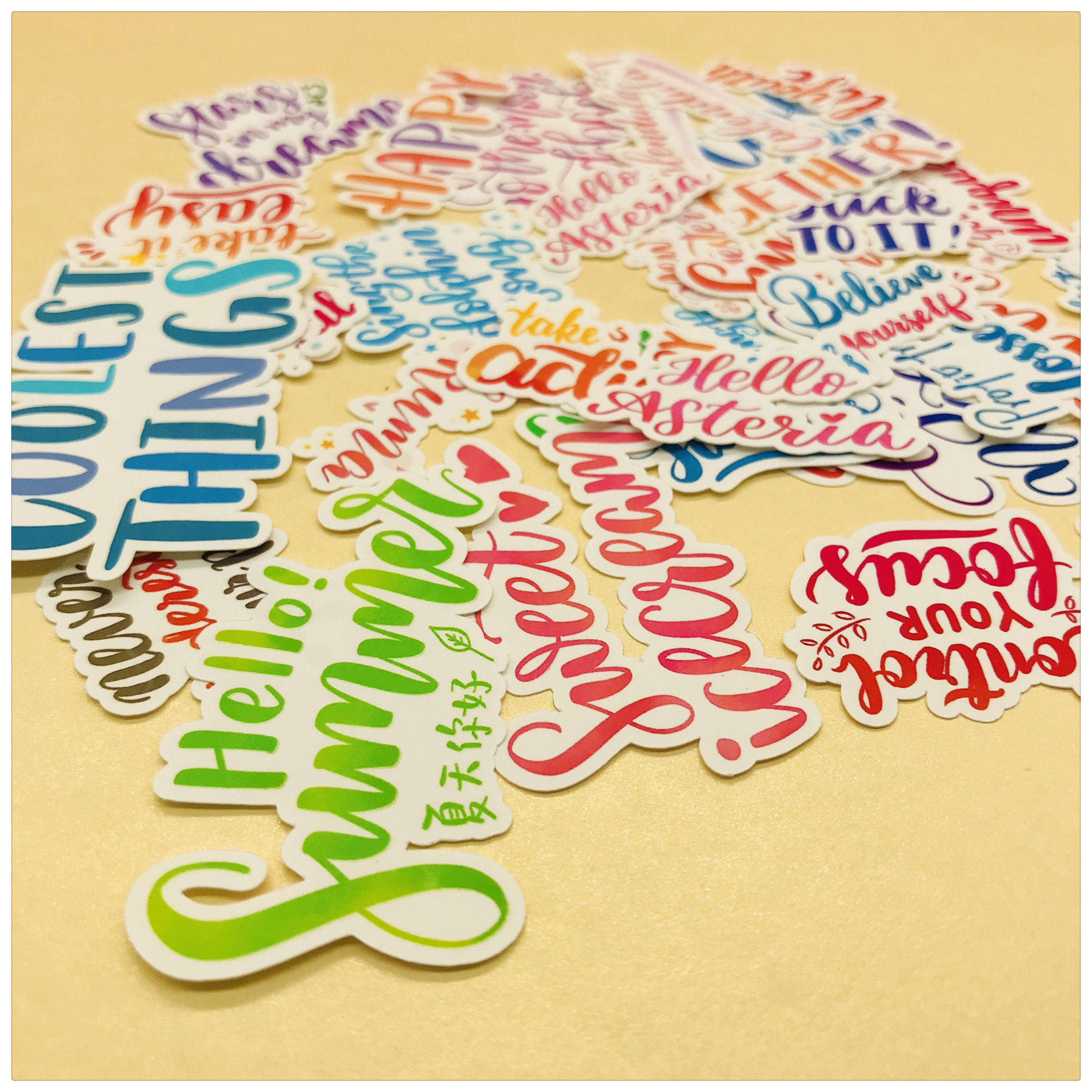 Hand account sticker pack hand-painted healing English 37 pieces into hand account sticker photo album decoration 25 yuan