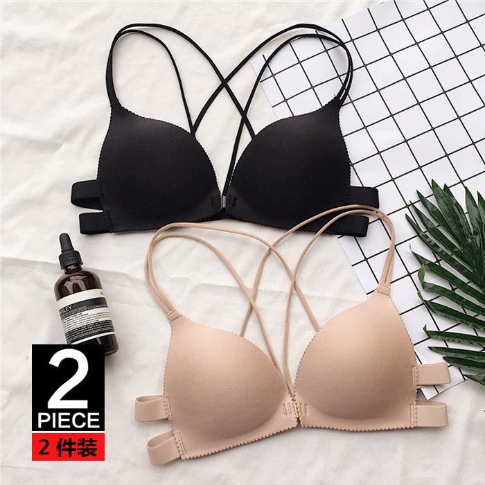 Front button Sexy lady cross Beauty back harness Breasted Double Shoulder Strap Wrap Breast bra bra Underwear Two clothes