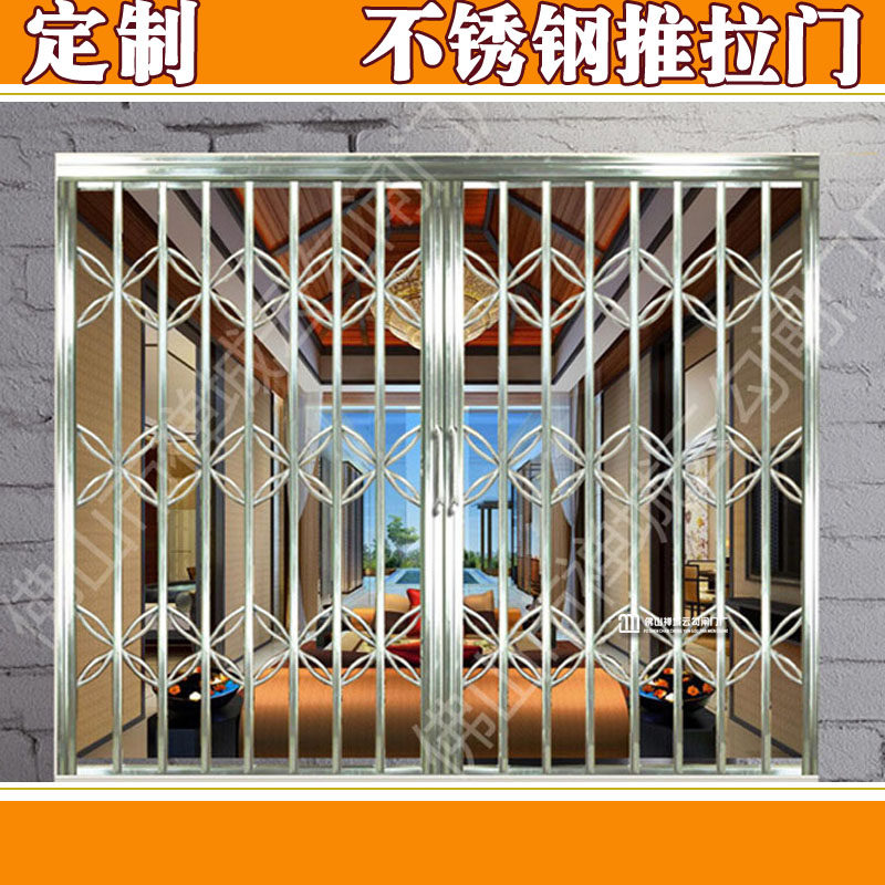 🌟拉闸门防盗新神器!不锈钢202通风烤漆推拉门,安全又美观🏠-进户门-淘宝百科网