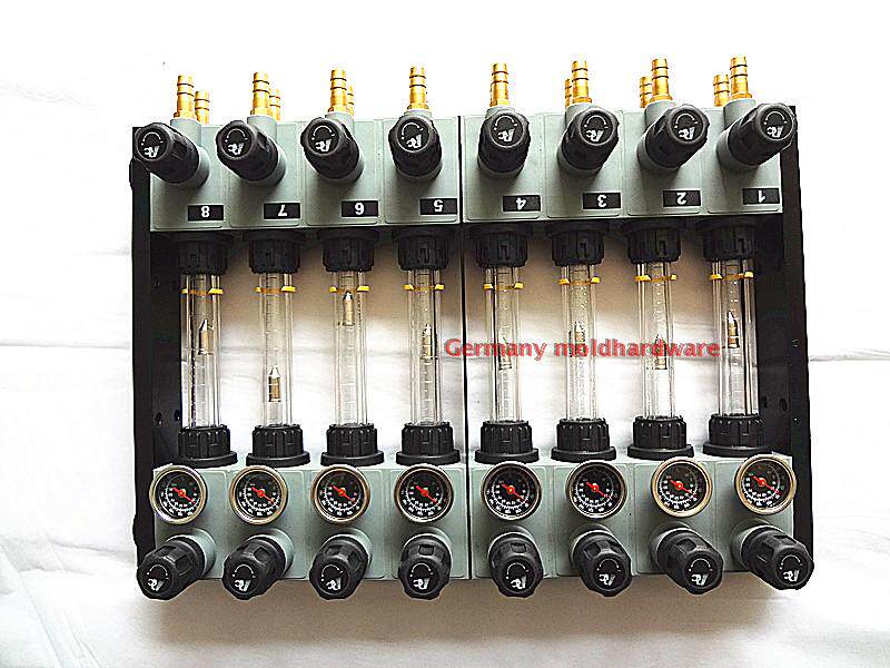 Imported injection molding machine with precision water drain shunt, water path distributor, fluid circulator, see-through water drain