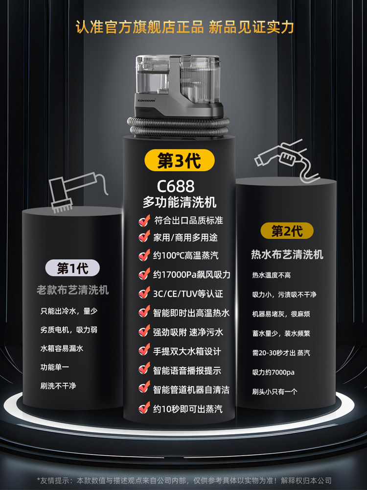 German Klinsmann High-Temperature Steam Hot Water Fabric Machine for Carpets, Sofas, Mattresses, Household and Commercial Multi-Functional Machine