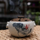 Chinese-style home study decoration tea room incense burner Taiwan Ru kiln hand-painted lotus Chinese painting sandalwood incense burner