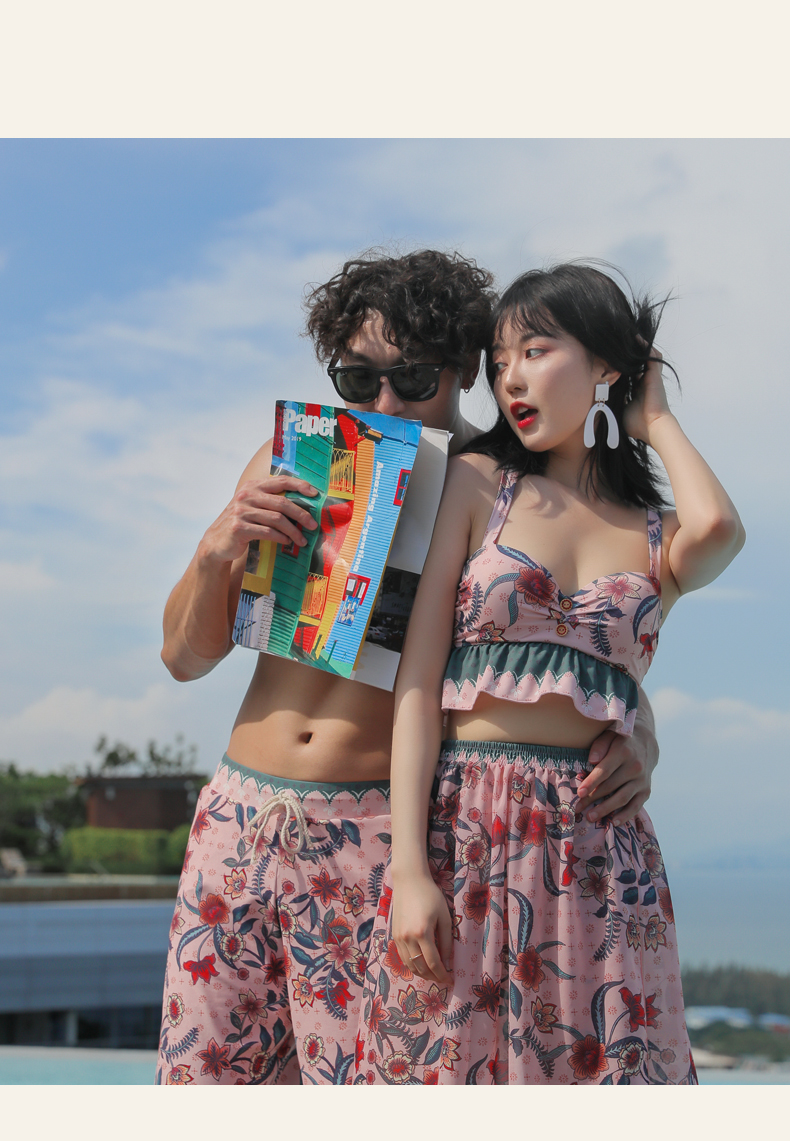 Cặp đôi đồ bơi ngực nhỏ gợi cảm chia đôi bikini áo tắm ba mảnh nữ quần đi biển trong gió nghỉ hè - Vài đồ bơi 	đồ đôi tắm biển đẹp