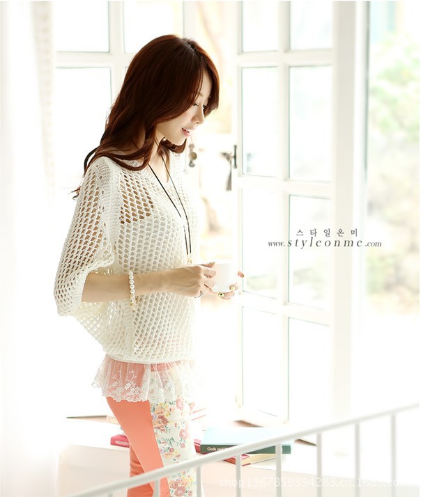 Mùa xuân mới và mùa hè ngắn phần mỏng áo len rộng kích thước lớn áo blouse lưới áo thun áo len bat áo nữ thủy triều áo cardigan nữ mỏng