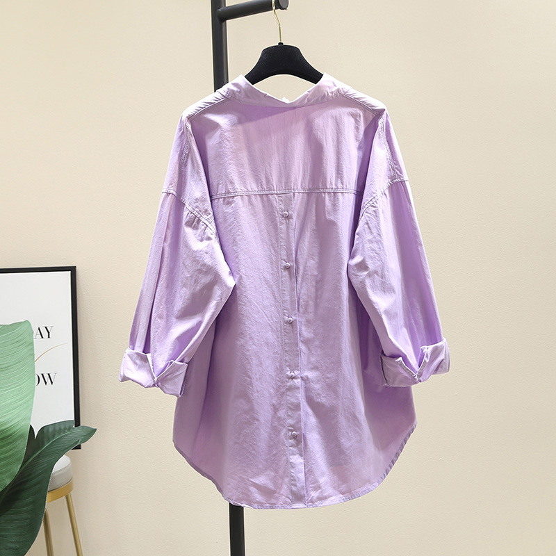 Casual and Versatile Light Purple Shirt for Women, Spring 2026 New Korean Style Loose-Fitting Button-Front Shirt with Long Sleeves Casual and Versatile Light Purple Shirt for Women, Spring 2026 New Korean Style Loose-Fitting Button-Front Shirt with Long Sleeves