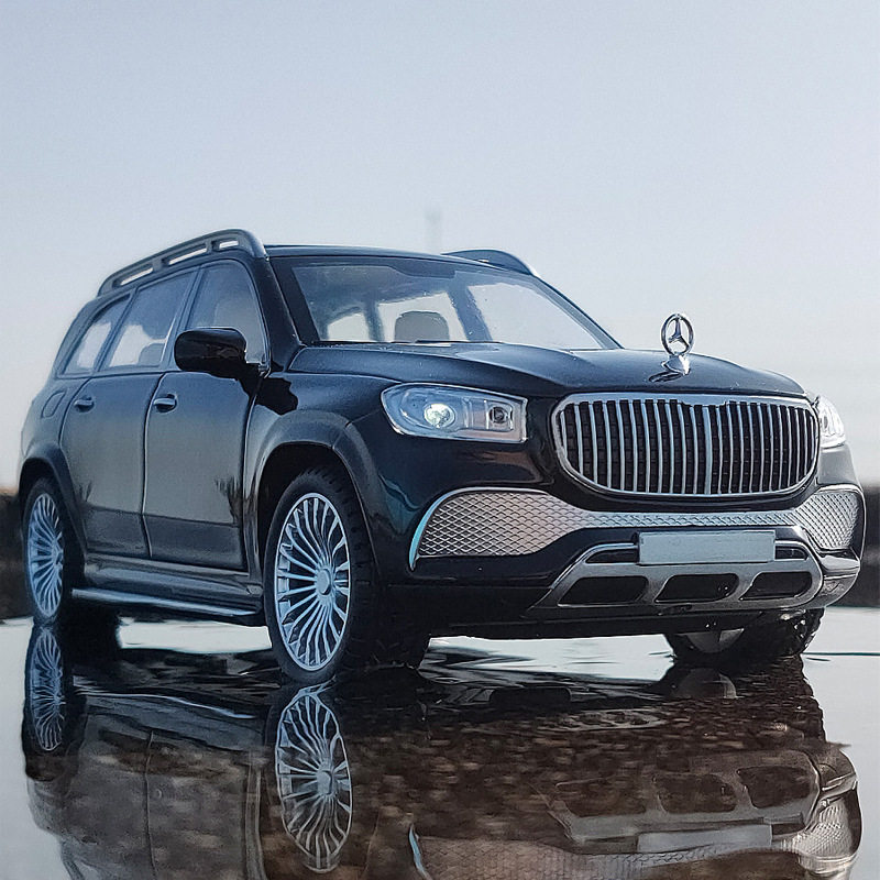 1:24 Mercedes-Maybach GLS600 simulation alloy car model sound and light pull back car model boy collection ornaments