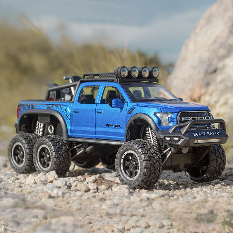1:24 Ford Menggu F150 modified version children's simulation pull back alloy off-road vehicle model toy metal ornaments