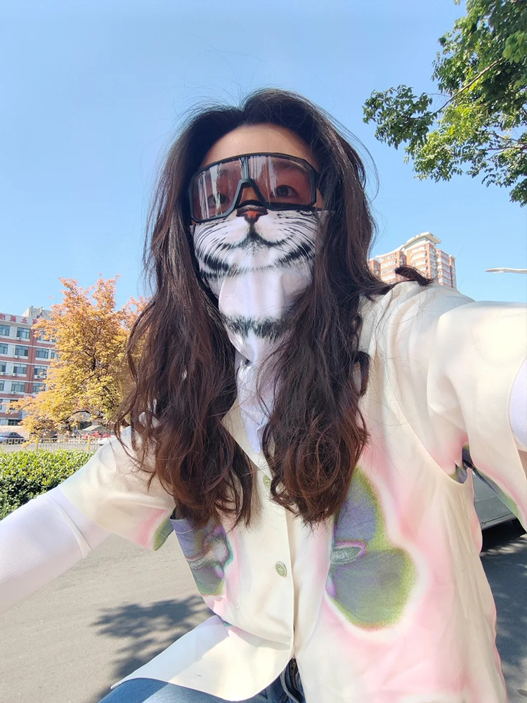 <!--夏季户外防晒面罩男冰丝摩托车骑行面巾薄款动物全脸护颈挂耳头巾-->