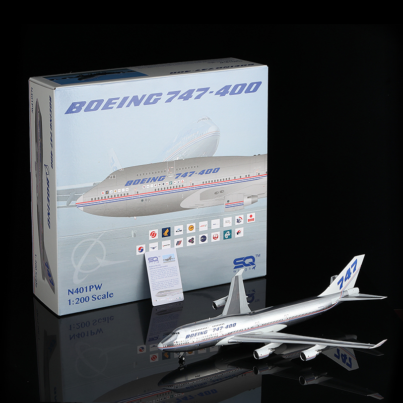 Sq Wings 1/200 Boeing Original B747-400 Polished Alloy Aircraft Model N401Pw