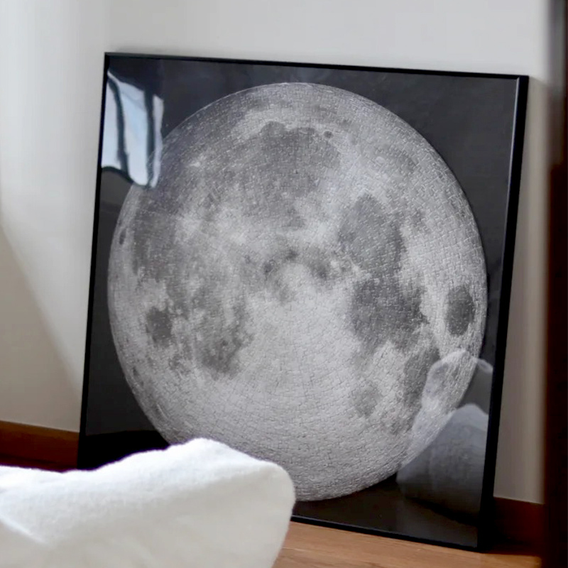 Moon Puzzle Frame 1000 Pieces Solid Wood Photo Frame Earth Women's Rights 67.3 Moon Round Irregular Puzzle Frame
