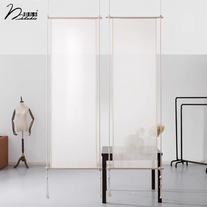 Mubuka Original Patented Pure Linen Soft Screen Partition Curtain Gauze Curtain Hanging Curtain New Chinese Style Japanese Style Can Be Printed with Logo