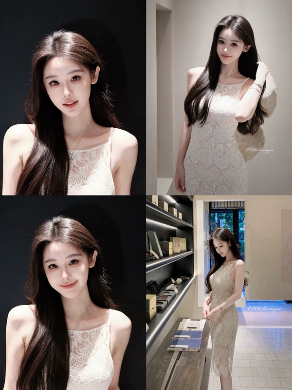 征集～小C白玉兰蕾丝连衣裙，肌肤如凝脂，带胸垫（喜欢收藏的，人数多可开版）