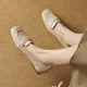 Cowhide~Genuine Leather Handmade Shoes, Flat Shoes for Women, Versatile Square-Toe Small Leather Shoes, French-Style Commuting Shallow Loafers
