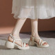 Roman Cross-Strap Sandals for Women, Summer Outdoor Wear, Thick-Soled High-Heeled Shoes, Women's Chunky Heel Platform Sandals, Genuine Leather Beach Shoes