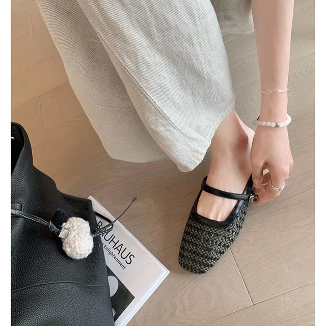 Sheepskin Version~Inner Height-Increasing Mule Woven Closed-Toe Half-Slippers for Women, Summer Outdoor Wear, Straw-Style Vacation Beach Sandals