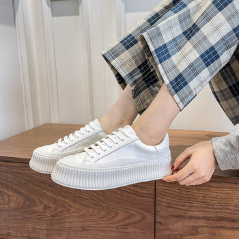 Popular Chanel-Style Shoes, Breathable Soft-Soled Flat Casual Women's Shoes, Thick-Soled Flat Genuine Leather Sneakers, Platform Biscuit Shoes