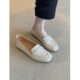 Cowhide~Genuine Leather Handmade Shoes, Flat Shoes for Women, Versatile Square-Toe Small Leather Shoes, French-Style Commuting Shallow Loafers
