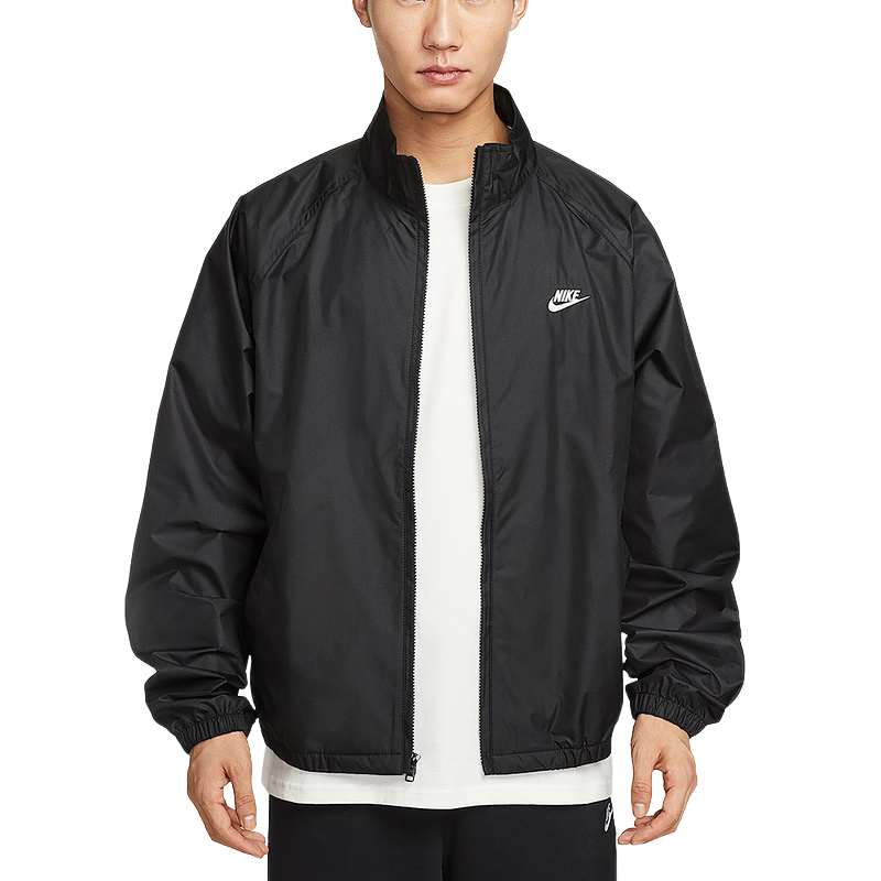 NIKE耐克外套男25秋新款宽松运动网眼刺绣黑色立领夹克HV1140-010
