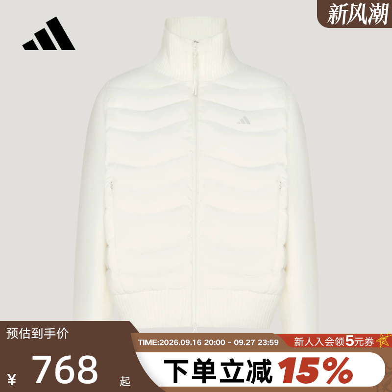 Adidas Adidas Duck down Ribbed down Jacket Women's White Warm Knitted Patchwork Jacket Lg5522 Adidas Adidas Duck down Ribbed down Jacket Women's White Warm Knitted Patchwork Jacket Lg5522