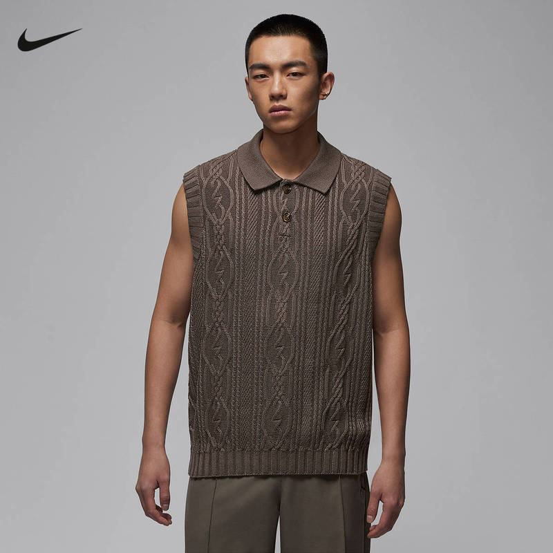Jordan Nike Men's Loose Golf Sleeveless Sweater Spring New Style Layered Lapel Vest Hq8687-040