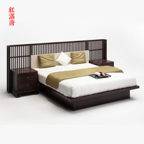 New Chinese wood 1 8 meters nuptial bed B & B villa bedroom Zen model room full furniture environmental formaldehyde-free
