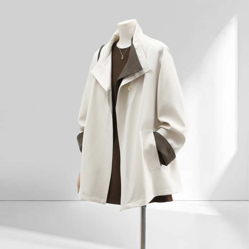 Miyou White Stand-Up Collar Trench Coat for Women 2026 Spring and Autumn New Style Petite British Style Mid-Length Coat Miyou White Stand-Up Collar Trench Coat for Women 2026 Spring and Autumn New Style Petite British Style Mid-Length Coat
