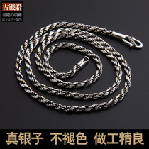 Ancient silver boat retro Thai silver tide man simple rough men silver chain S925 silver rope men necklace