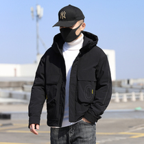 Winter new white duck down jacket mens short hooded Korean trend young handsome lightweight bread suit