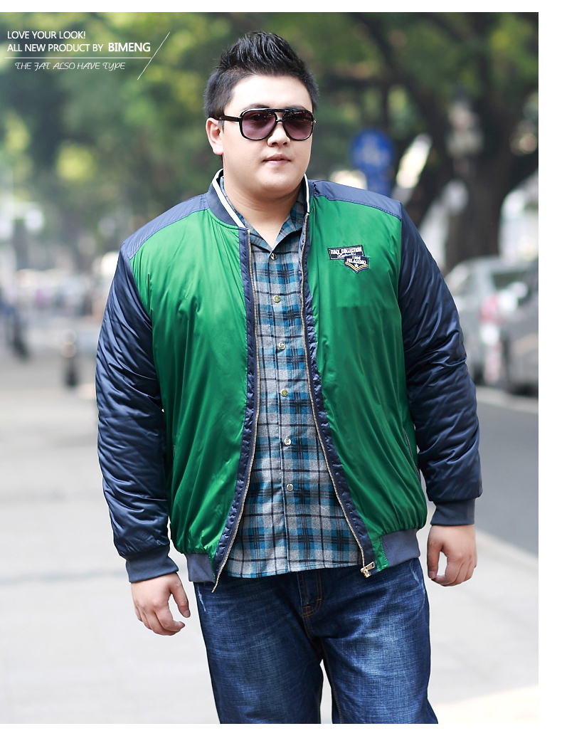 Ưu đãi đặc biệt cho nam cộng với chất béo cotton dày ấm áp thời trang phù hợp với màu mỡ chất béo thủy triều cực lớn áo ấm áo khoác bò nam