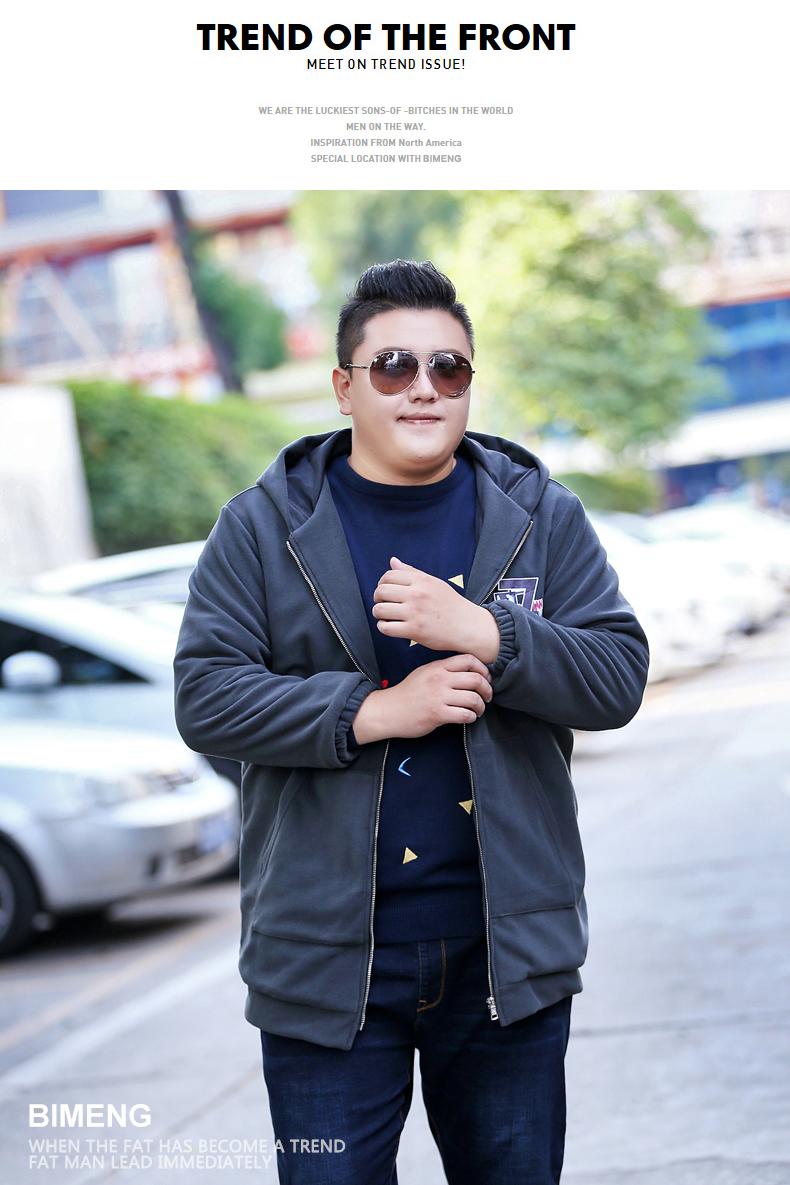 Bi Meng Qiu Dong kích thước lớn nam áo gió trùm đầu người đàn ông béo để tăng chất béo lỏng thường áo len dài tay áo thủy triều - Áo gió áo gió giá rẻ