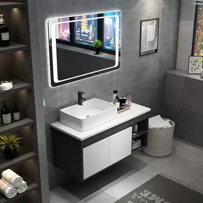 Nordic bathroom cabinet modern minimalist dressing room wash face wash basin cabinet combination platform basin anti-fog smart mirror