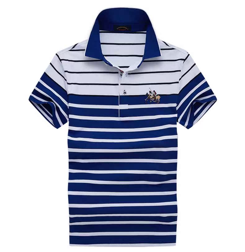 Thương hiệu quần áo cao cấp dành cho nam kinh doanh quần áo sọc cotton giản dị Áo thun nam tay ngắn tên lớn áo sơ mi POLO thủy triều - Polo áo thun polo nam