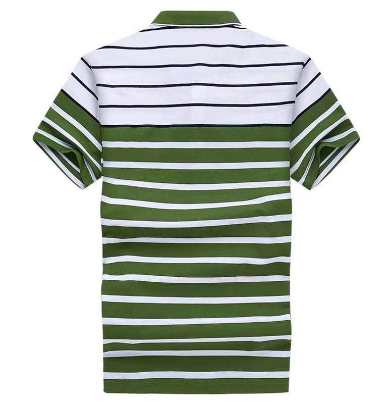 Thương hiệu quần áo cao cấp dành cho nam kinh doanh quần áo sọc cotton giản dị Áo thun nam tay ngắn tên lớn áo sơ mi POLO thủy triều - Polo áo phông polo nam
