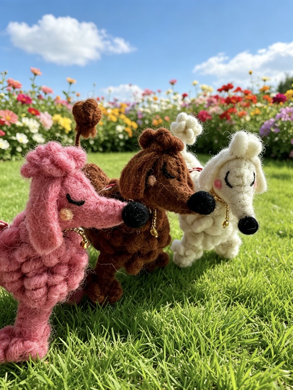 Nepalese Handmade Wool Felt Poodle Pendant Healing-Style Cute Puppy Keychain Bag Decoration Nepalese Handmade Wool Felt Poodle Pendant Healing-Style Cute Puppy Keychain Bag Decoration