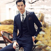 Casual solid color large size best man suit Mens suit Business professional three-piece suit Formal groom wedding slim suit