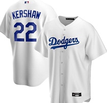 洛杉矶道奇队棒球服 dodgers 22号KERSHAW 比赛服训练服 刺绣男