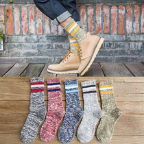  Socks mens mid-tube socks Autumn and winter cotton socks long tube trend thickened warm Korean version of street winter stockings mens socks trend