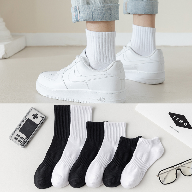 ホワイトソックス メンズ ミドルチューブ ロングソックス 秋冬 薄手コットンソックス メンズショートソックス 消臭 吸汗 スポーツ ロングチューブイン 潮