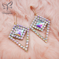 Fairy single belly dance performance hot diamond handmade earrings Latin adult competition performance accessories hypoallergenic