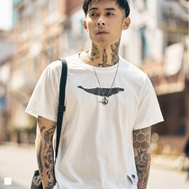Furnace summer whale print short-sleeved mens T-shirt trendy loose round neck half-sleeved casual couple top TEE