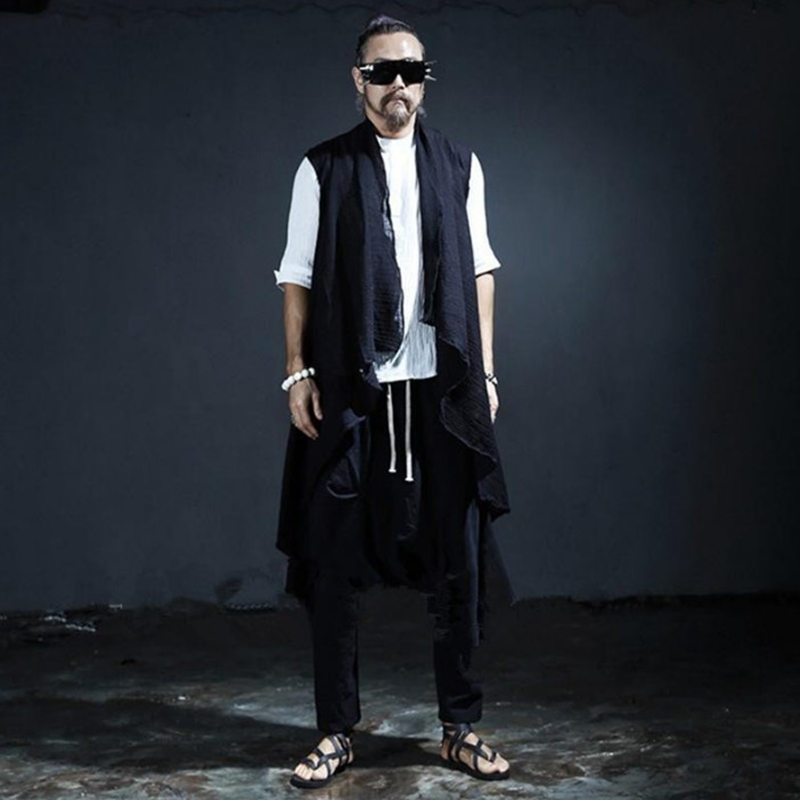 Summer Men's Sleeveless Vest, Mid-Length Top, Korean Style Loose Thin Cardigan, Hairstylist Shawl, Trench Coat, Large Size Jacket Summer Men's Sleeveless Vest, Mid-Length Top, Korean Style Loose Thin Cardigan, Hairstylist Shawl, Trench Coat, Large Size Jacket