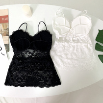 Joker V-neck lace camisole vest womens short with chest pad elastic size sexy beauty back inside with bottom coat