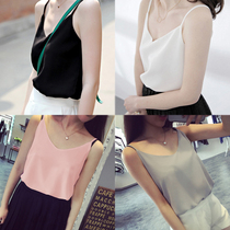 200kg fat sister summer sleeveless v-neck vest camisole chiffon women's bottoming shirt size fat mm double T-shirt tide