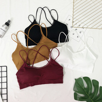 Summer Korean version of Joker solid color beauty back wrapped chest slim short condole belt underwear with chest pad base strapless vest women