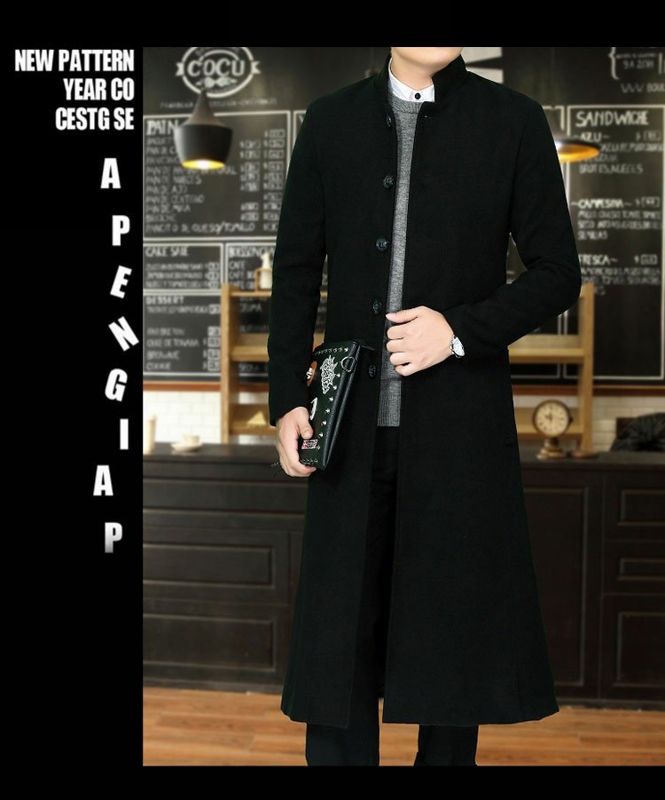 Mùa thu đông mới thanh niên dài siêu dài trench coat nam phiên bản Hàn Quốc của chiếc áo len dài cổ áo tự tu áo gió dù