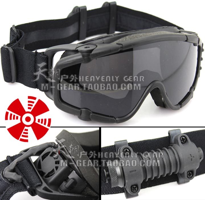 American SI Ballistic Goggle Fan Defog Goggle Tactical Goggles Cycling Sports Fan Black