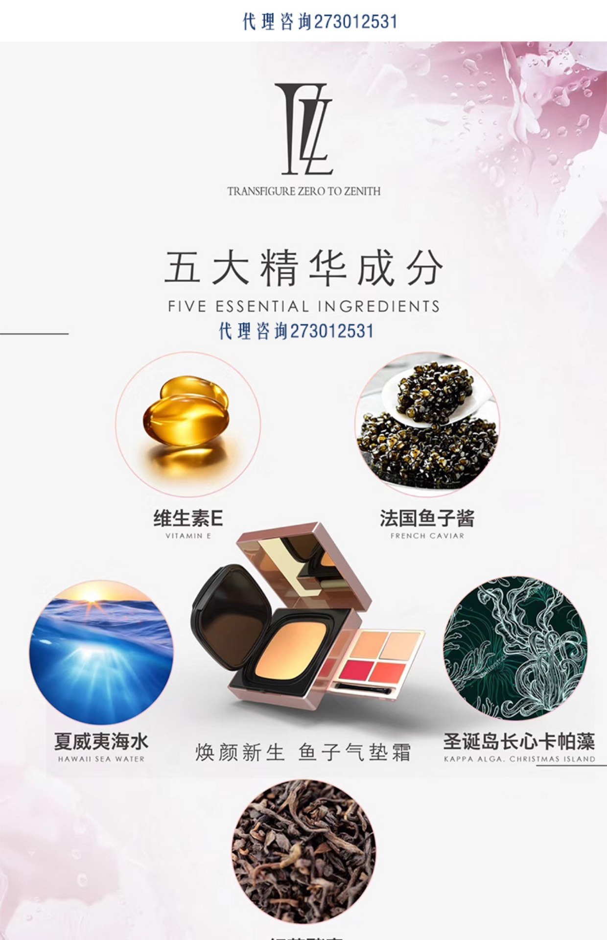 Chính hãng TZZ Caviar Air cushion CC Makeup Set Kết hợp Lông mày Phấn mắt Eye Shadow Repair Repair Stick Stick Liquid Foundation Nữ phấn chanel