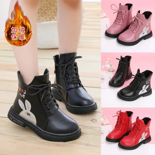 Martens, зимние детские ботинки, флисовый наряд маленькой принцессы, короткие сапоги, коллекция 2021, в корейском стиле, подходит для подростков