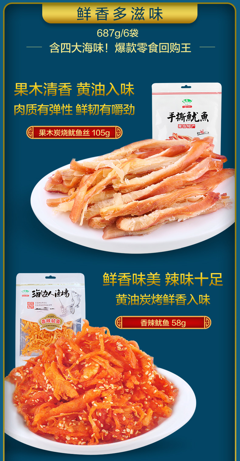 青岛特产 海边人 海鲜年货礼盒 687g 含6种美食 图2